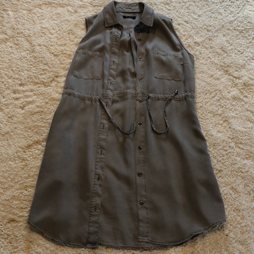 Draw string button up dress